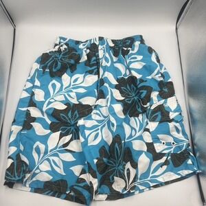 Speedo Men's‎ 8.5" Swim Trunk Board Shorts Floral Blue, White, Black Size Medium